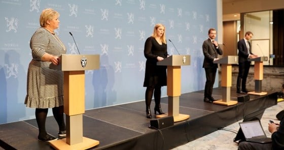 Fire statsråder holder pressekonferanse om karbonfangst og -lagring.