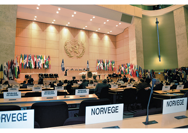Figure 1.2 Palais des Nations, Geneva. The Afghan Minister of Labour speaking at the ILO Labour Conference.