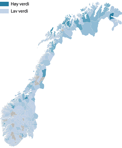 Figur 4.1 Variasjon i overliggerdøgn, 2022.
