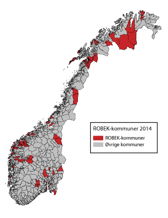 Figur 13.3 ROBEK-kommunene ved utgangen av 2014.