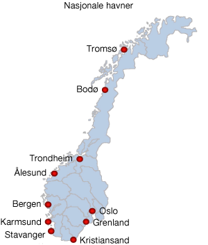 Figur 4.1 Den nasjonale havnestrukturen