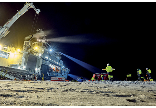 Figure 3.31 The Nansen Legacy: sampling from the RV Kronprins Haakon in the northern Barents Sea in December 2019.