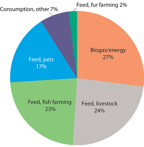 Figure 5.4 Areas of application for residual raw materials from fish and shellfish production.