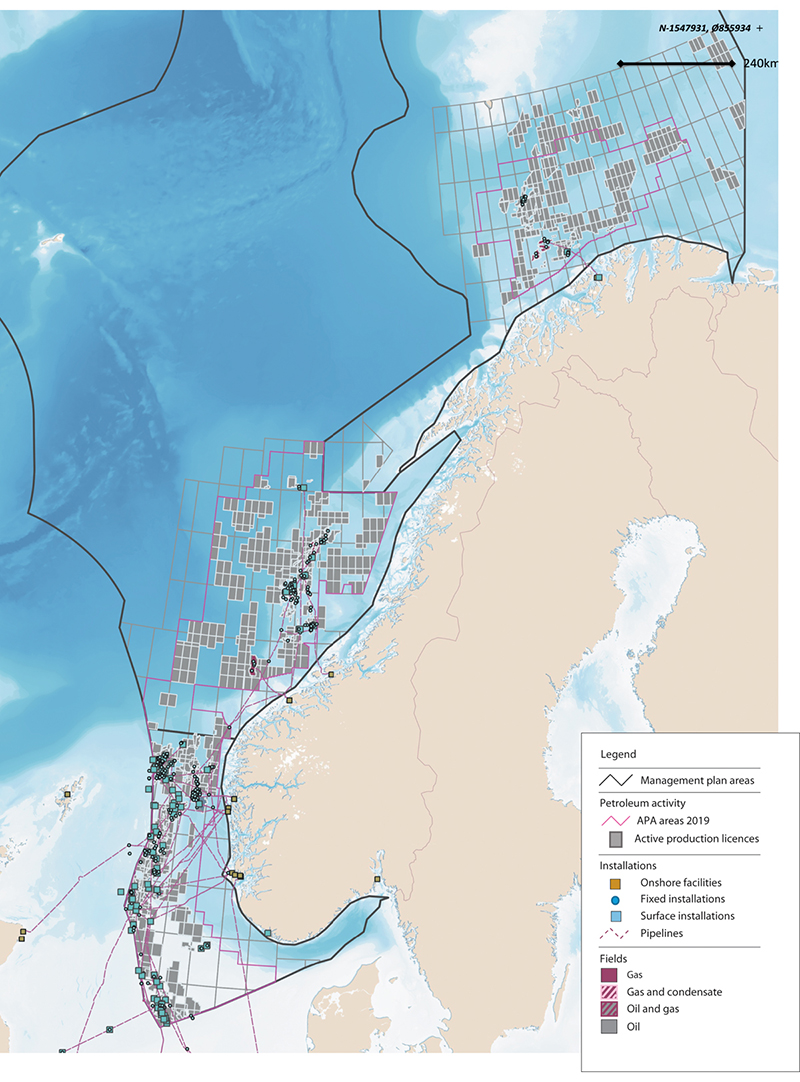 Figure 7.10 Petroleum activity on the Norwegian continental shelf.