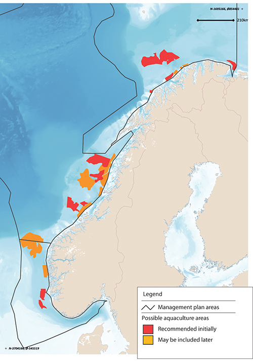 Figure 7.4 Areas recommended for inclusion in a strategic environmental assessment of offshore aquaculture.