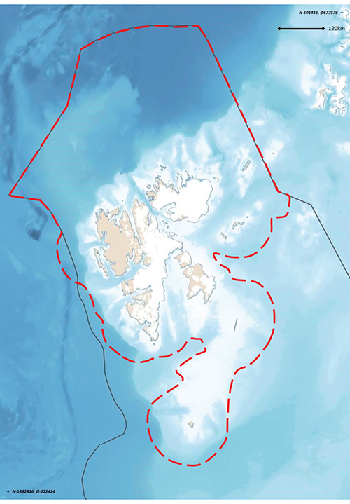 Figur 3.12 Faglig forums foreløpige forslag til avgrensning av SVO Havområdene rundt Svalbard