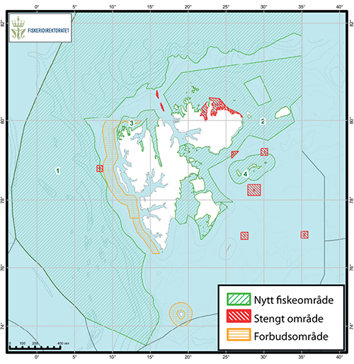 Figur 5.7 Områder stengt for fiske ved Svalbard
.
