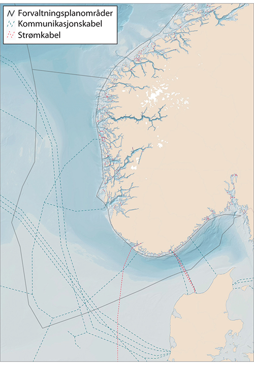 Figur 7.5 Kart over undersjøiske kabler.