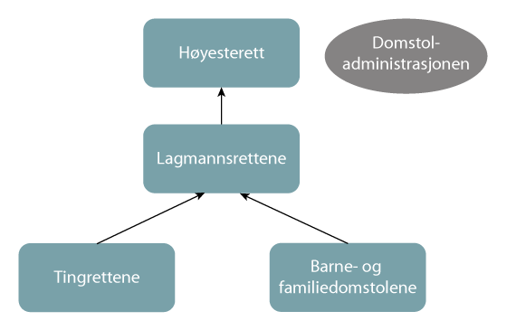 Figur 17.1 Modell for barne- og familiedomstoler – sideordnet tingrettene