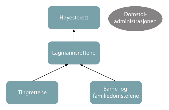 Figur 17.1 Modell for barne- og familiedomstoler – sideordnet tingrettene