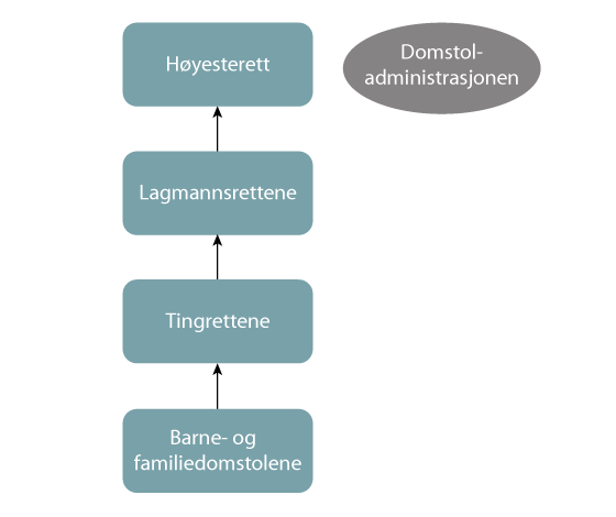 Figur 17.2 Modell for barne- og familiedomstoler – underordnet tingrettene