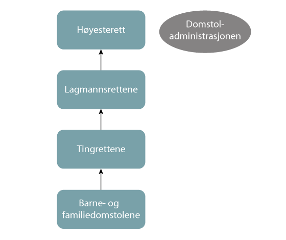 Figur 17.2 Modell for barne- og familiedomstoler – underordnet tingrettene