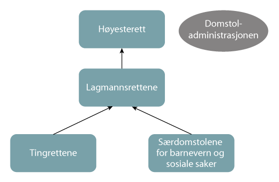 Figur 17.6 Modell for barnevern- og sosialdomstoler – sideordnet tingrettene