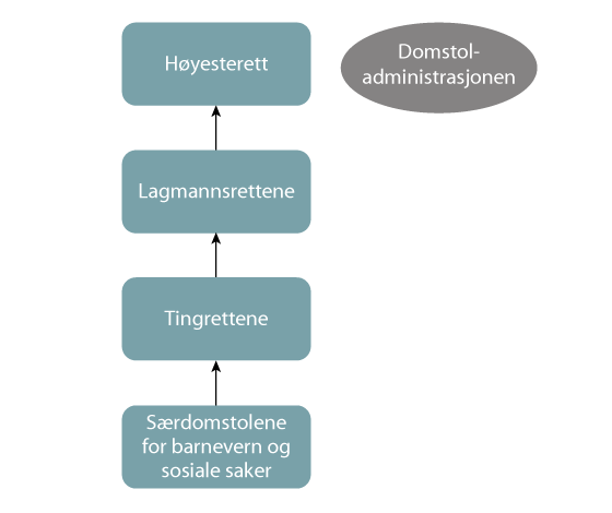 Figur 17.5 Modell for barnevern- og sosialdomstoler – underordnet tingrettene