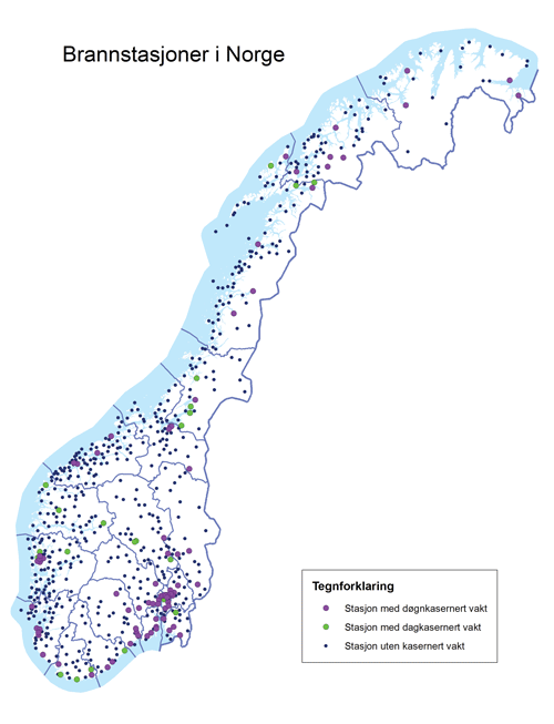 Figur 3.1 Brannstasjoner i Norge