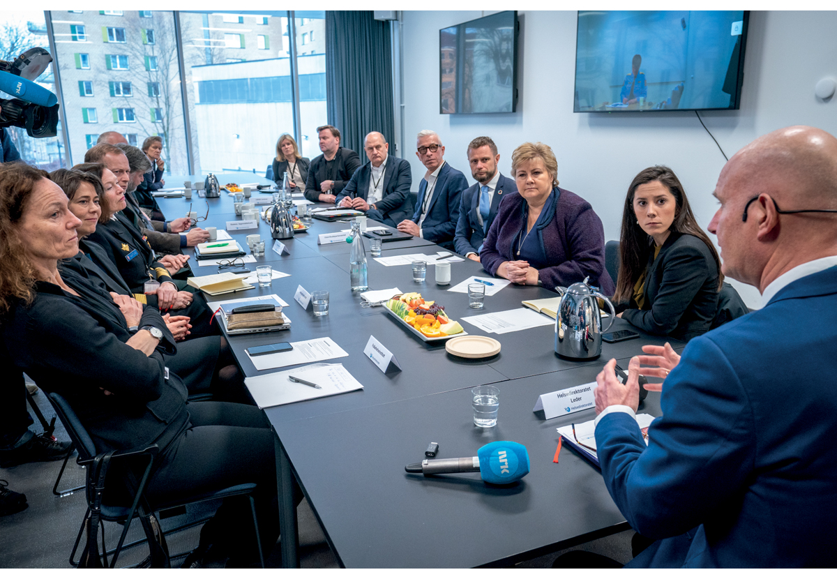 Figur 1.1 Møte i Beredskapsutvalget mot biologiske hendelser 12. mars 2020.