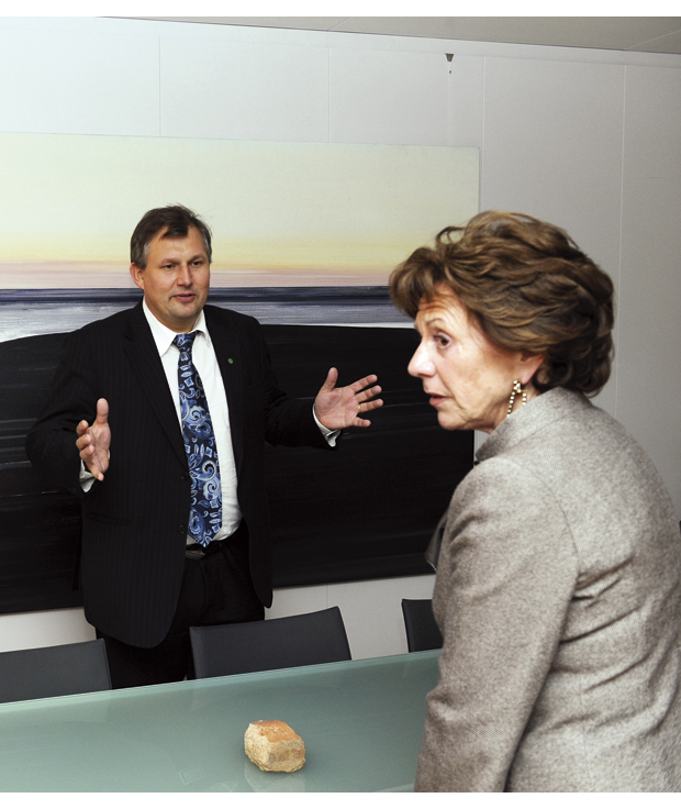 Figur 19.2 Olje- og energiminister Terje Riis-Johansen møter kommissær Neelie Kroes i november 2008.