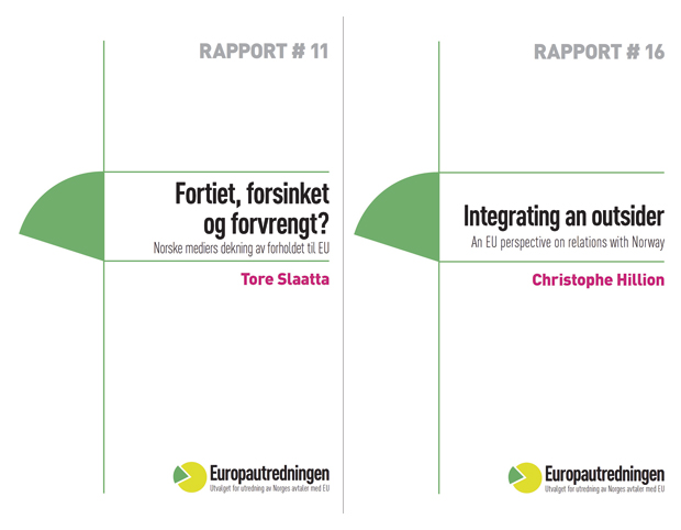 Figur 2.2 Som ledd i arbeidet har Utvalget innhentet 21 eksterne rapporter, som er publisert løpende i en egen rapportserie. De ligger også fritt tilgjengelig i pdf på Utvalgets hjemmeside (europautredningen.no) under «eksterne utredninger».