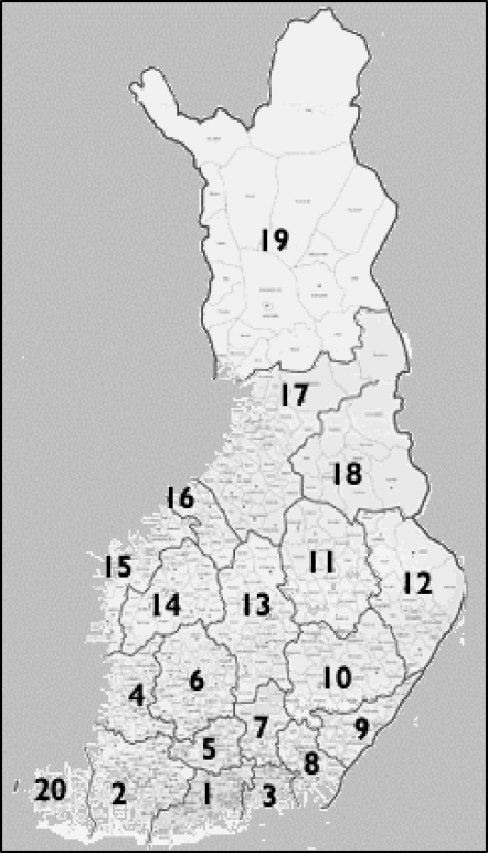 Figur 18-3 Den nye landskapsinndelingen i Finland
