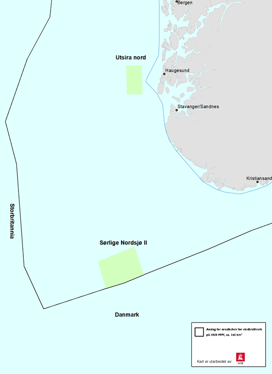Map of Utsira Nord and Sørlige Nordsjø II.