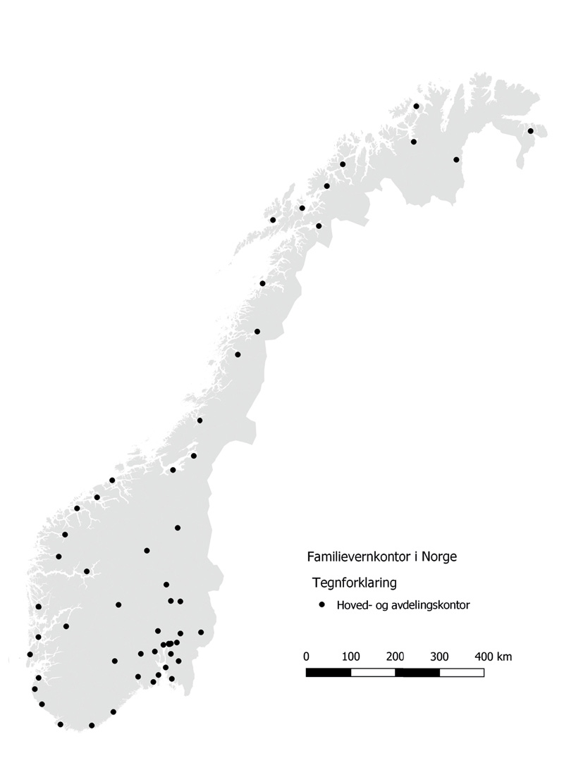 Figur 15.1 Familievernkontorer i Norge