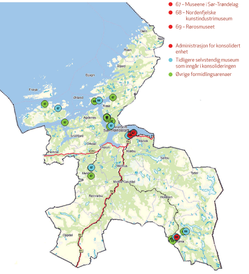 Figur 3.16 Museumsnettverket i Sør-Trøndelag.