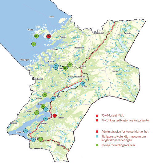 Figur 3.17 Museumsnettverket i Nord-Trøndelag.