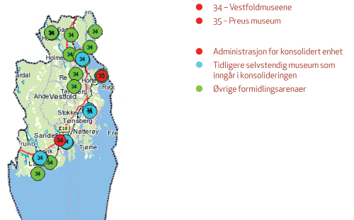 Figur 3.8 Museumsnettverket i Vestfold.