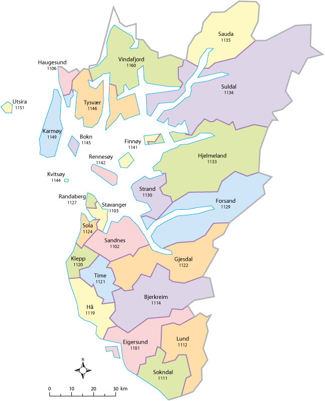 Figur 5.11 Kart over kommunene i Rogaland