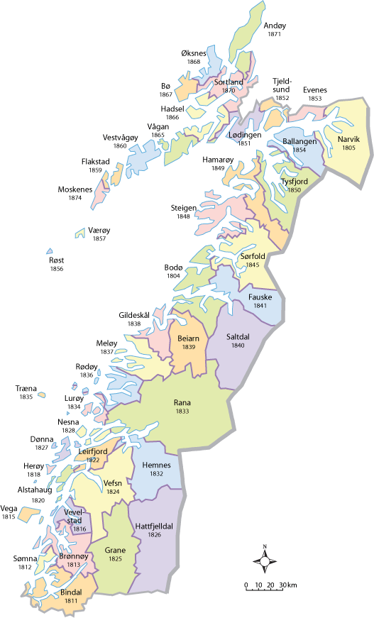 Figur 5.17 Kart over kommunene i Nordland