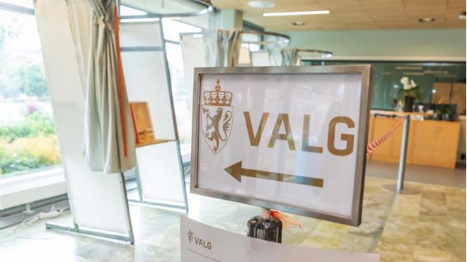 Bilde av skilt med teksten VALG