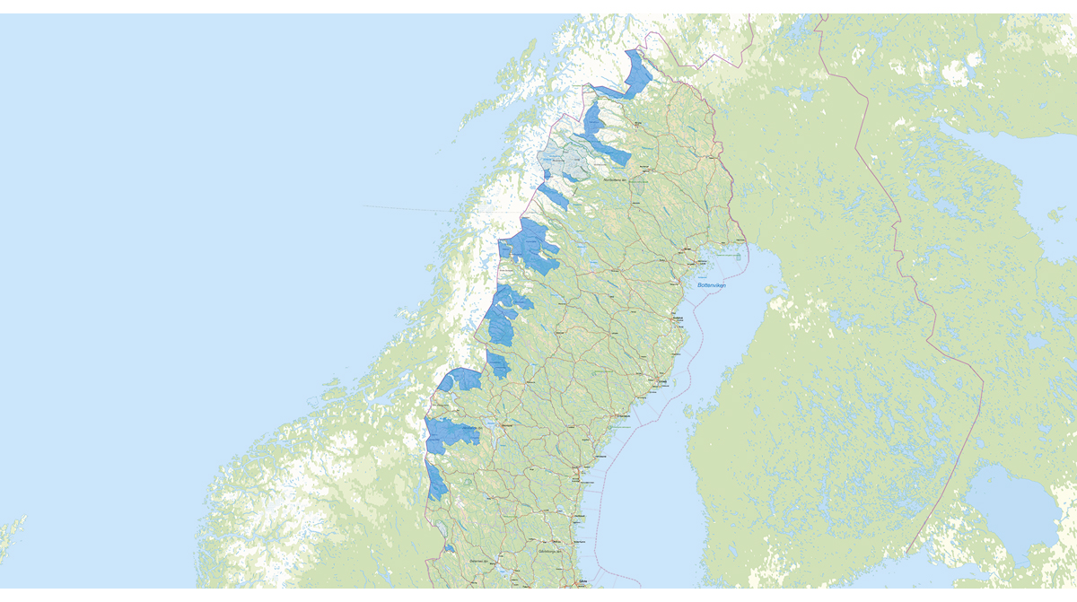 Figur 8.2 Reguleringsområder i Sverige.