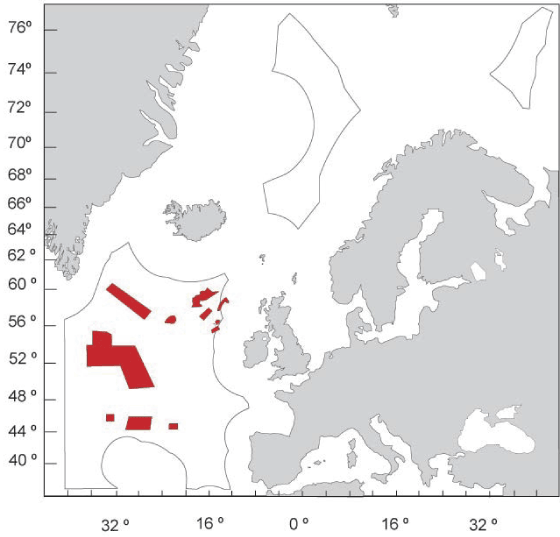 Figur 2.5 NEAFC si stenging av botnfiske i internasjonalt farvatn