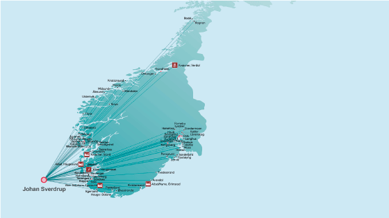 Figur 3.2 Illustrasjon som viser bedrifter med leveranser til Johan Sverdrup