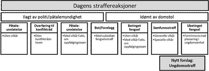 Figur 3.1 Dagens straffereaksjoner som brukes der lovbryteren er mindreårig