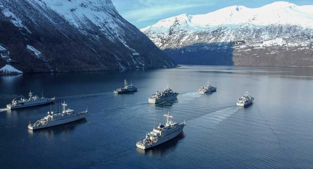Figur 7.3 NATOs stående minerydderstyrke - Standing NATO Mine Countermeasures Group 1 (SNMCMG1) utenfor Geiranger 2022.