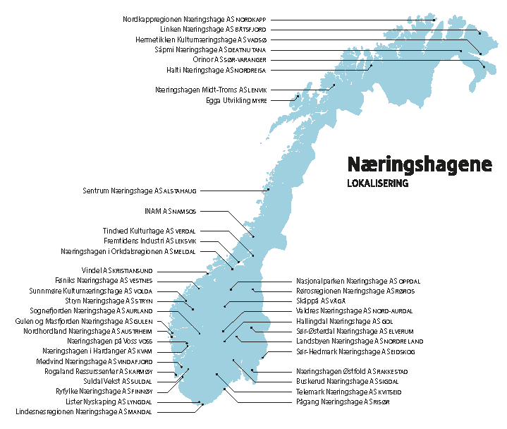 Figur 6.2 Lokalisering av Næringshagene.