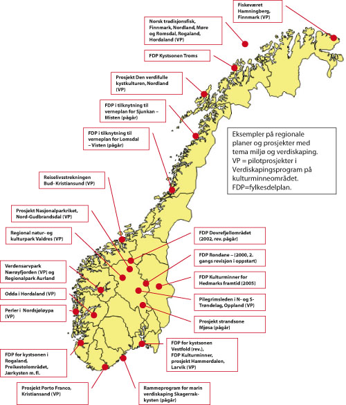 Figur 3.3 Fylkesdelplaner og interkommunale planer for fjell- og kystområder
med tema miljø og verdiskaping.