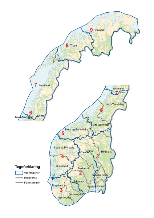 Figur 8.1 Kart over de nye vannregionene.