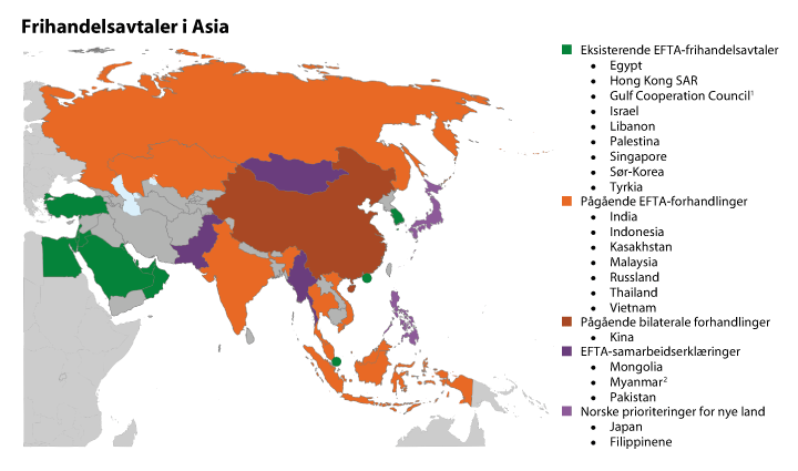 Figur 5.5 Frihandelsavtaler i Asia