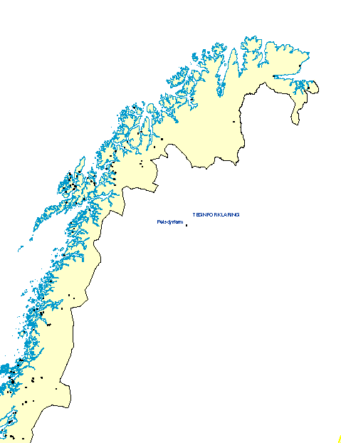Figur 1-13 Kart over pelsdyrfarmer i Nord-Norge, vedlegg 1.13