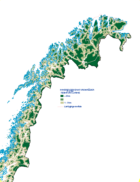 Figur 1-6 Kart over inngrepsfrie områder i Nord-Norge (INON)