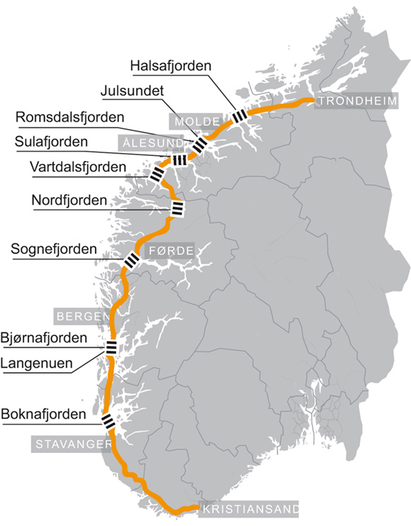Figur 6.2 E39, større fjordkryssinger