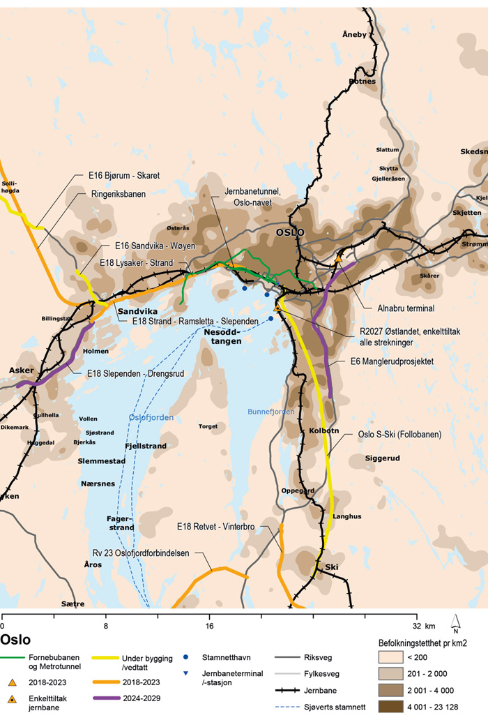 Figur 8.5 Prosjekter og tiltak i Oslo og Akershus