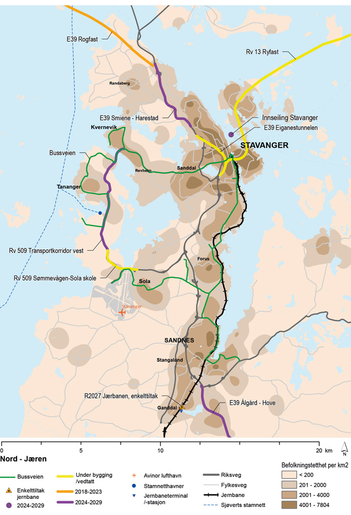 Figur 8.8 Prosjekter og tiltak på Nord-Jæren