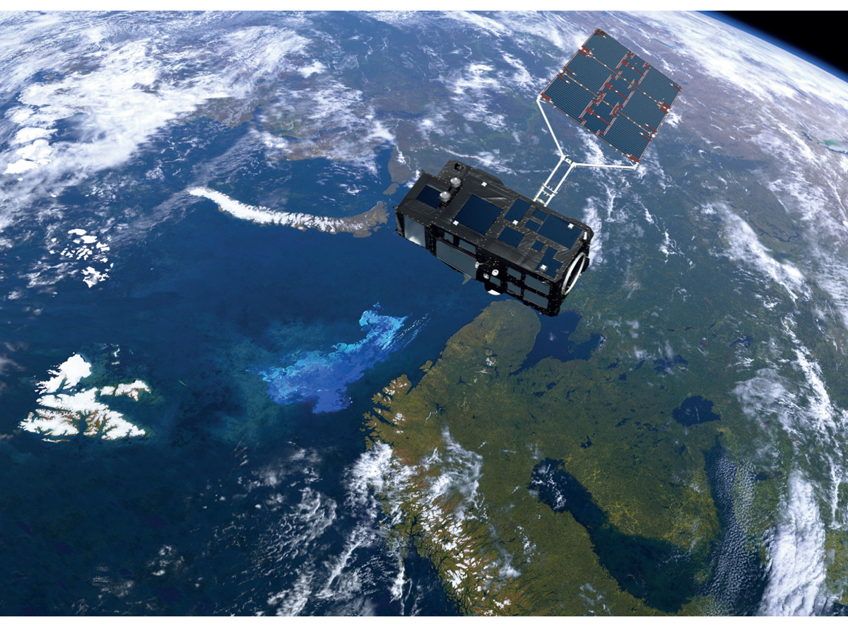 Figur 6.1 Sentinel-3 måler blant annet temperatur, sirkulasjon, farge, bølgehøyde og fotosyntese i havet