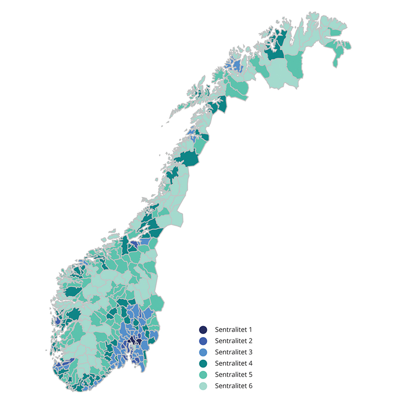 Figur 4.1 Inndeling i sentralitetssoner i LOTTE-Skatt