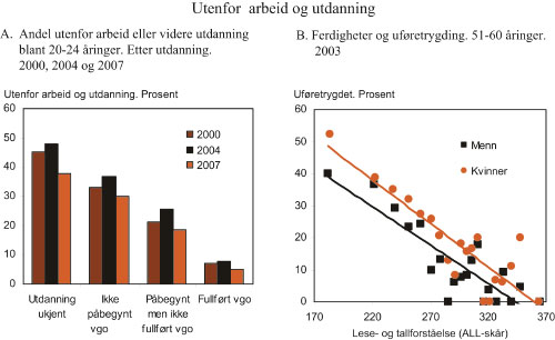 Figur 9.1 Utdanning og ferdigheter for dem utenfor arbeid og utdanning.