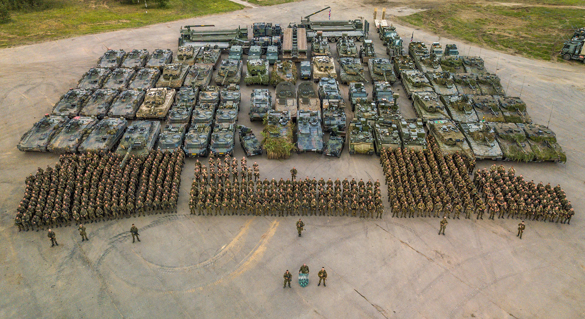 Figur 10.3 Alliert interoperabilitet er allerede dimensjonerende for Forsvaret. Enhanced Forward Presence i Litauen er en NATO-styrke som består av styrker fra mange nasjoner og som skal avskrekke Russland fra å gå til angrep på det lille NATO-landet. Norge bid...