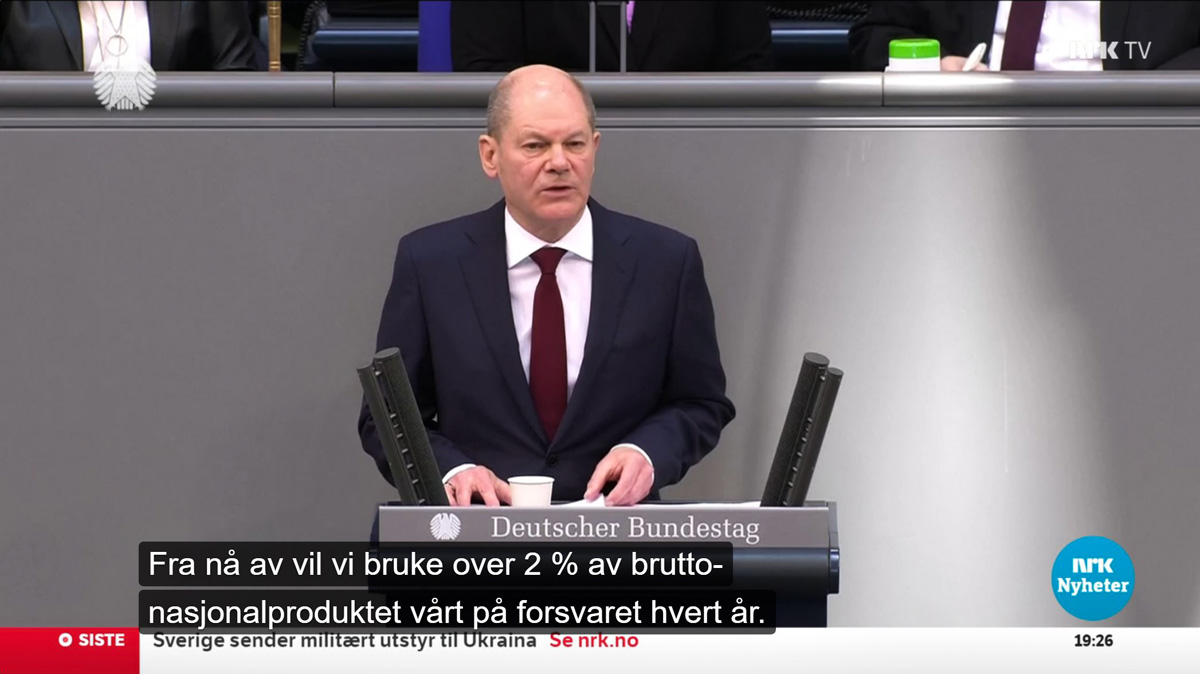 Figur 4.10 Den tyske forbundskansleren, Olaf Scholz, erklærte et tysk tidsskille 27. februar 2022. 